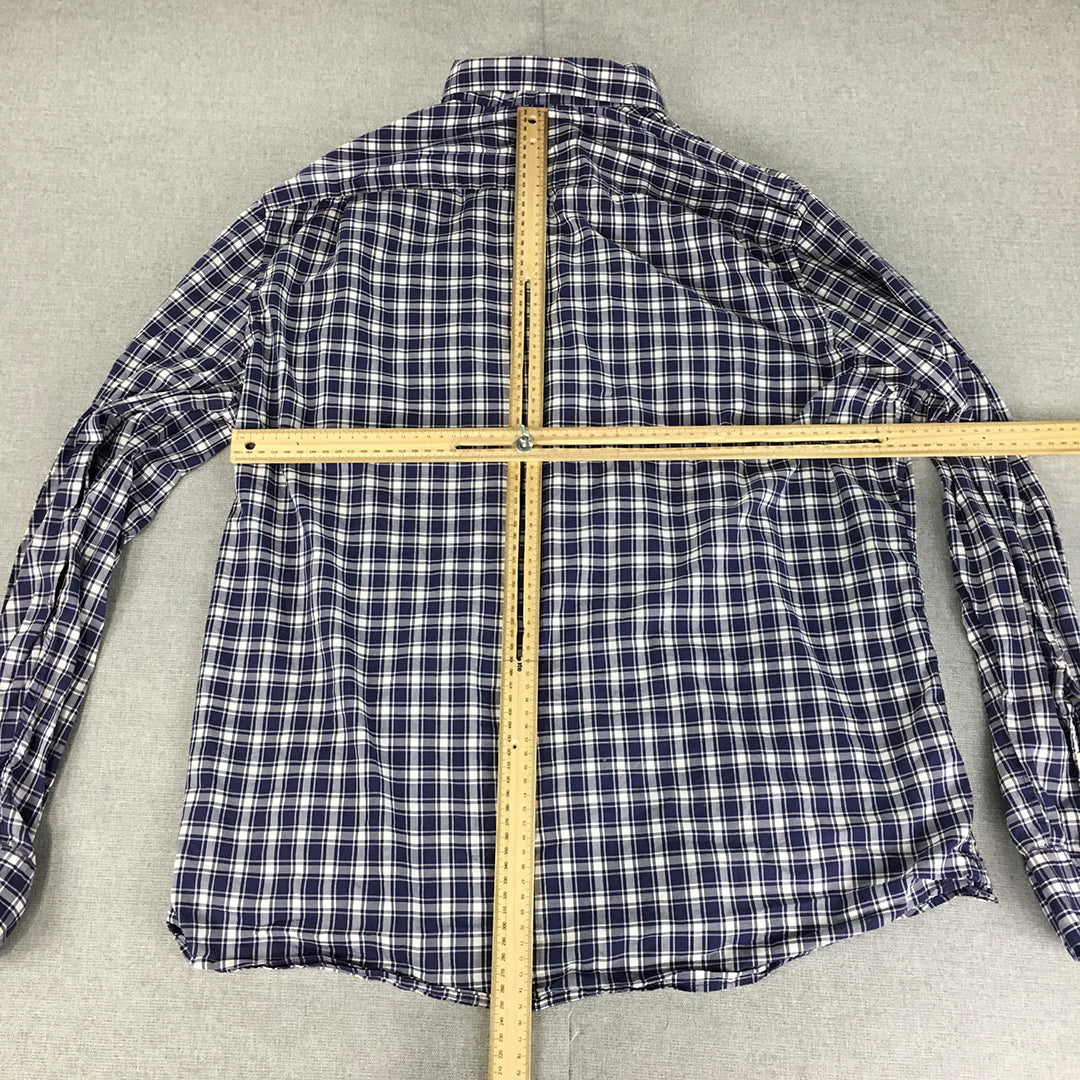 Country Road Mens Shirt Size XL Blue Checkered Button-Up Long Sleeve