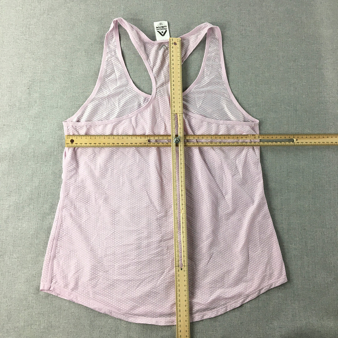 Rockwear Womens Tank Top Size 12 Pink Logo Sleeveless Activewear Shirt