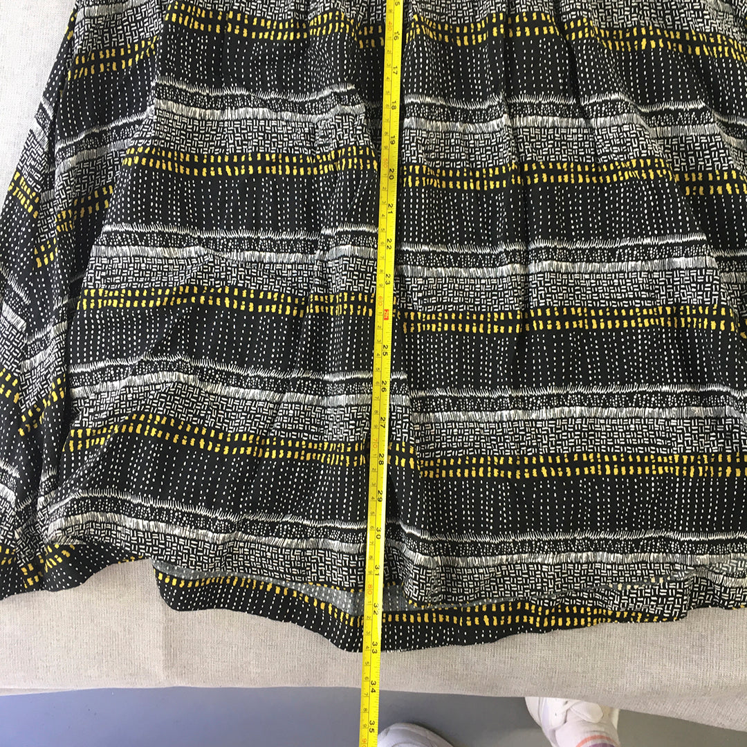 H&M Womens Mini Dress Size 6 Black Yellow Striped A-Line