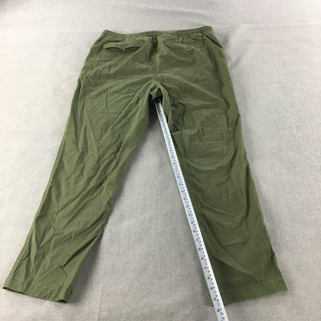 Polo Ralph Lauren Mens Pants Size XL Khaki Green Elastic Waist Pockets Chino