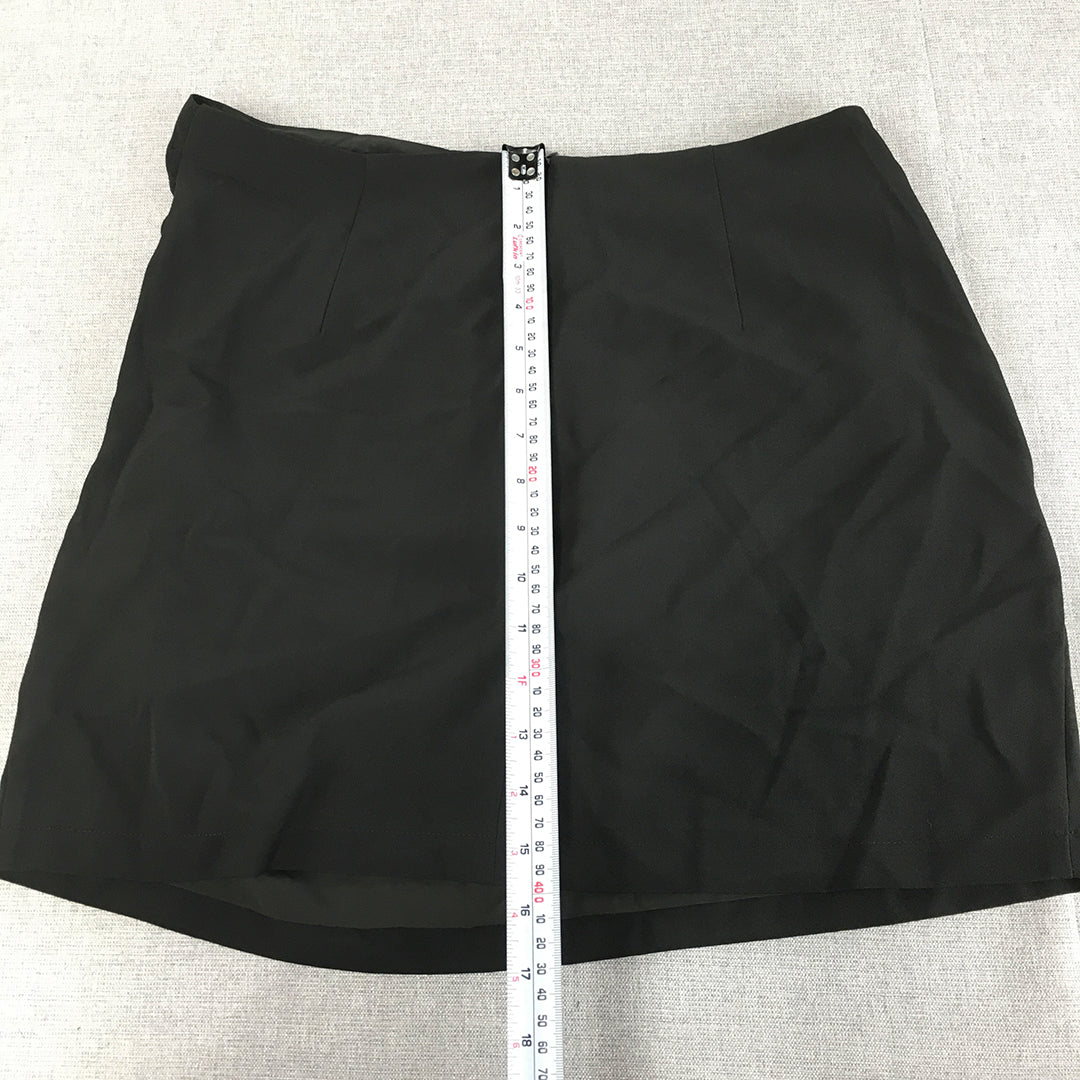 NEW Meshki Womens Leonie Mini Skirt Size L Black Ruched Back Zip