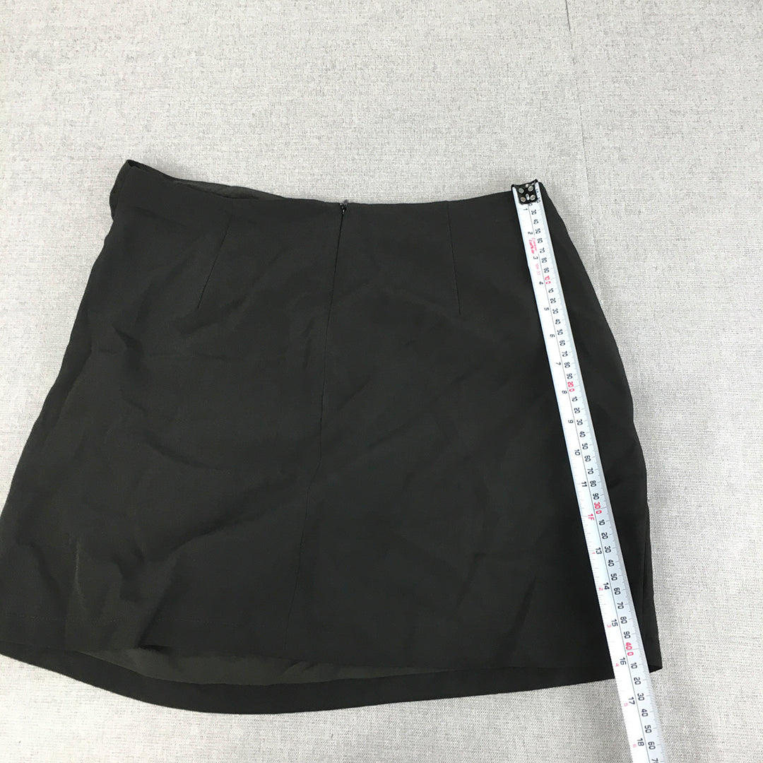 NEW Meshki Womens Leonie Mini Skirt Size L Black Ruched Back Zip