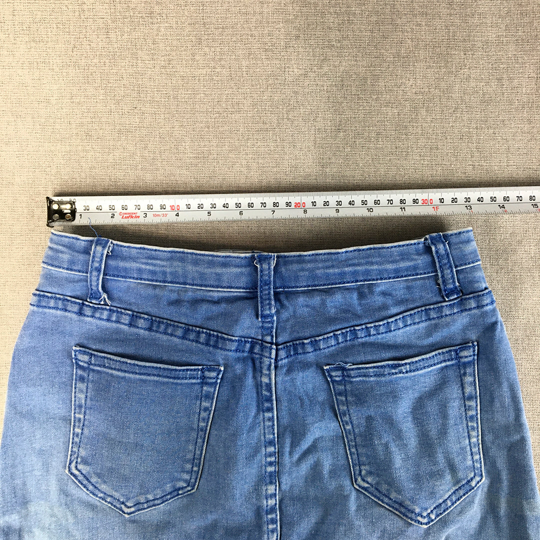 Wakee Denim Womens Mini Skirt Size 10 Blue Light Wash Stretch