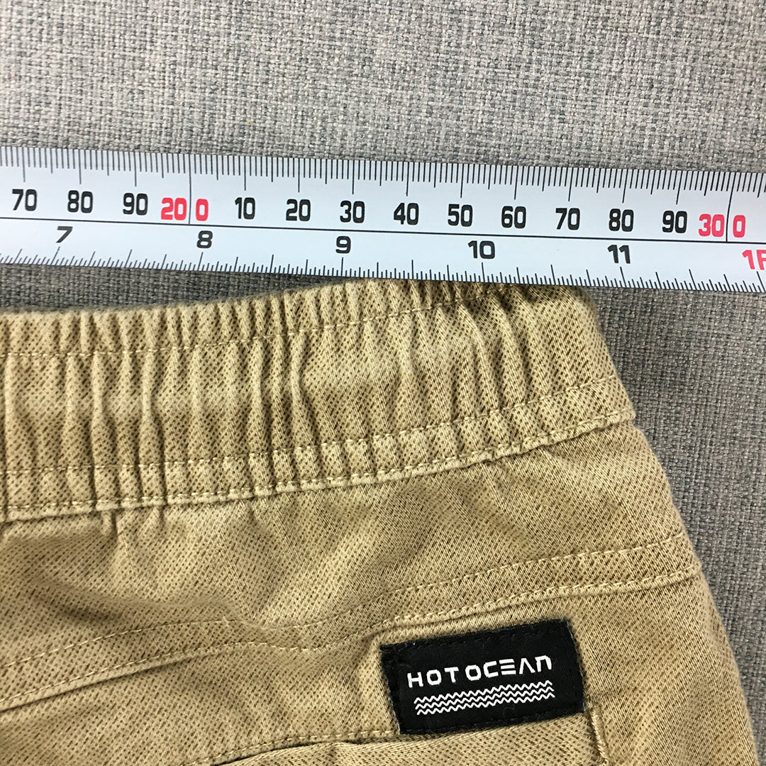 Hot Ocean Kids Boys Jogger Pants Size 10 Brown Utility Cargo Pockets Drawstring