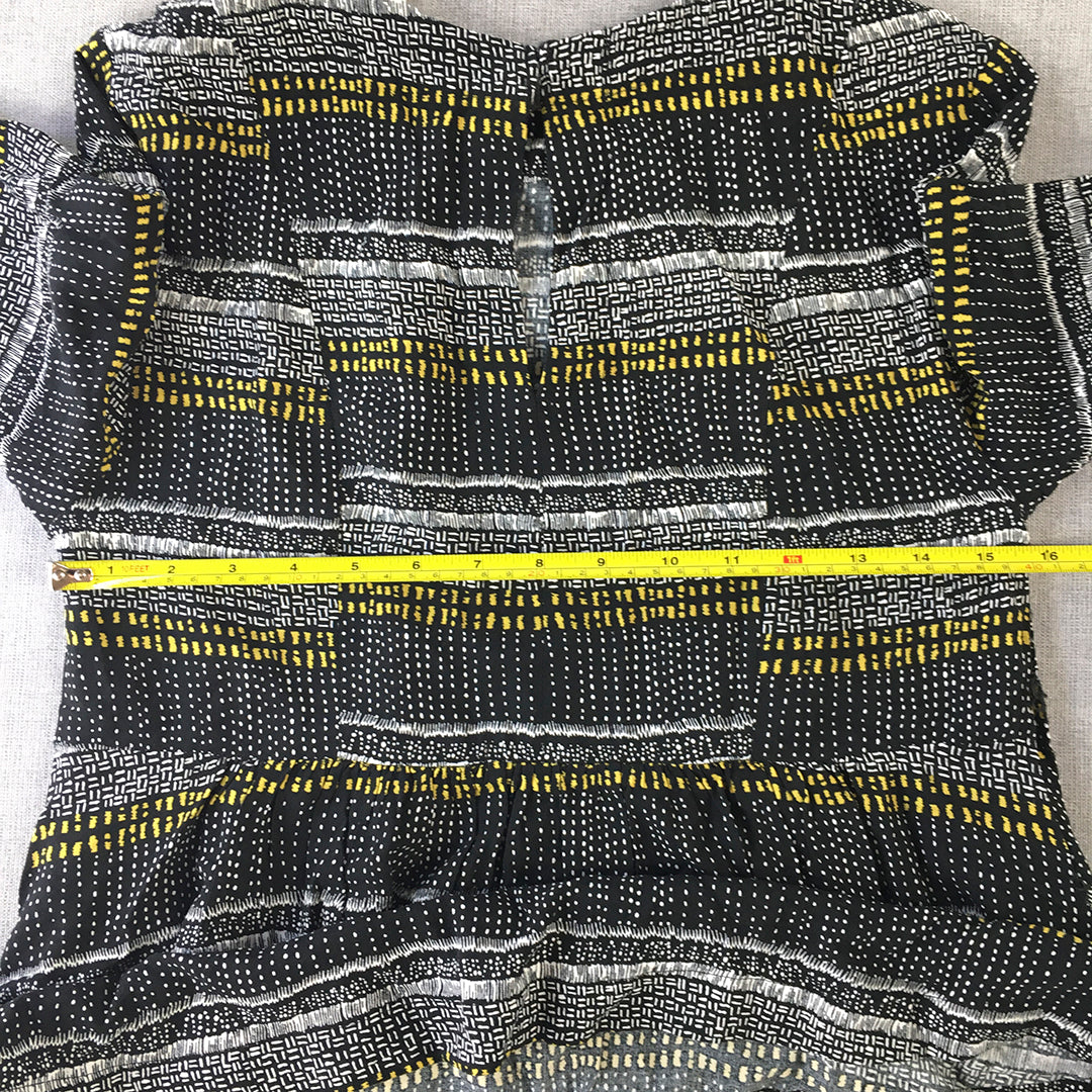 H&M Womens Mini Dress Size 6 Black Yellow Striped A-Line