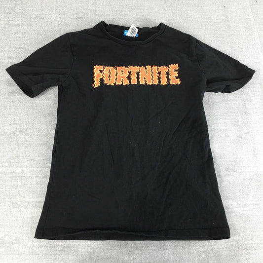 Fortnite Kids Boys T-Shirt Size 12 Black Logo Crew Neck Short Sleeve Top