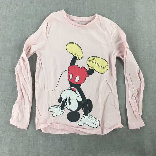 Disney Mickey Mouse Kids Girls Top Size 10 Pink Long Sleeve Pullover Shirt