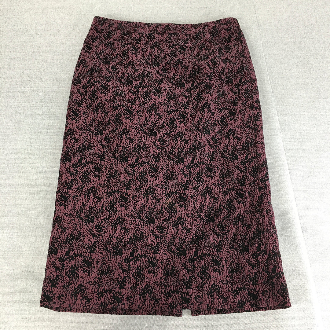 Hugo Boss Womens Vilori Skirt Size 8 Pink Black Straight Dot