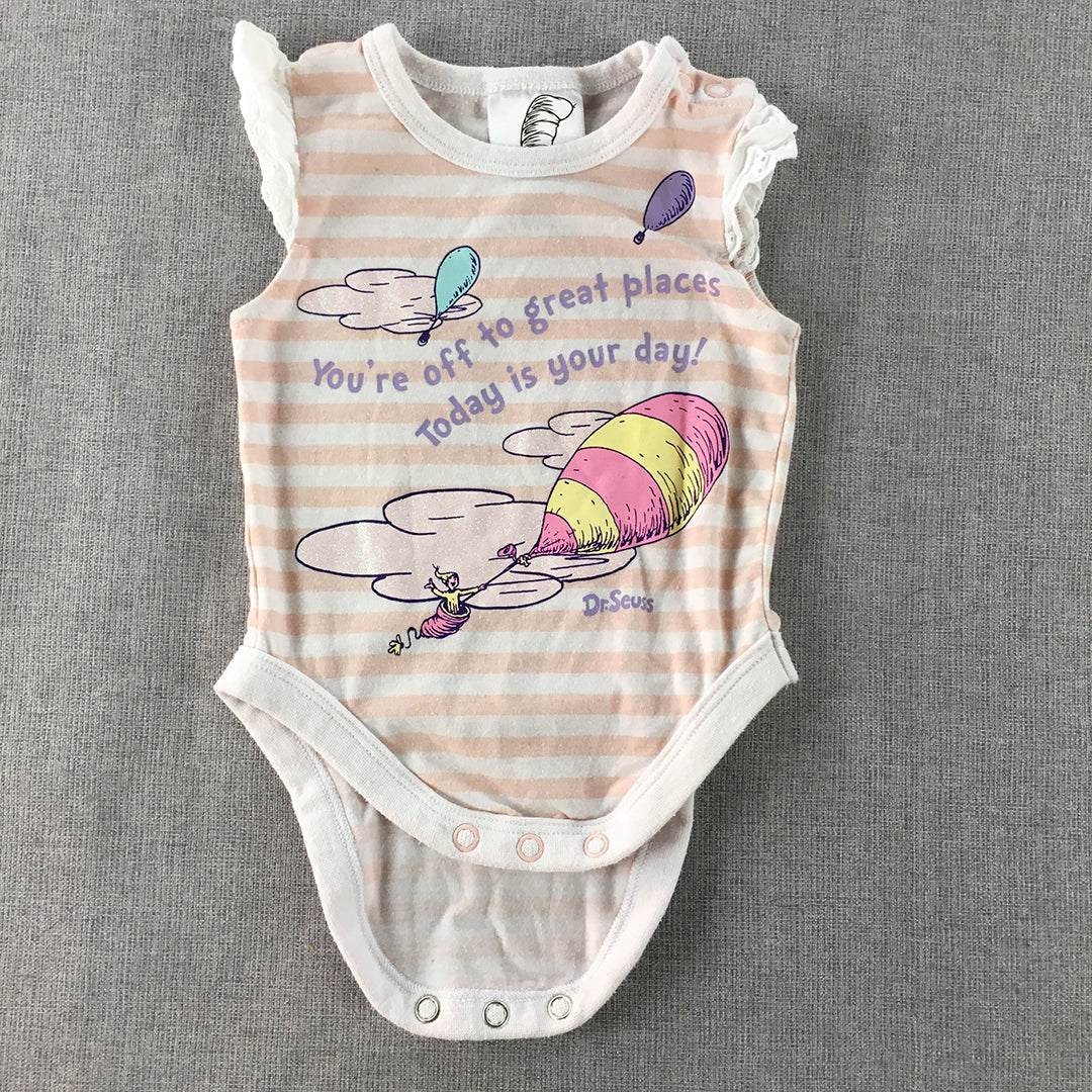 Dr. Seuss Baby Girls Bodysuit Size 000 Pink White Striped One-Piece