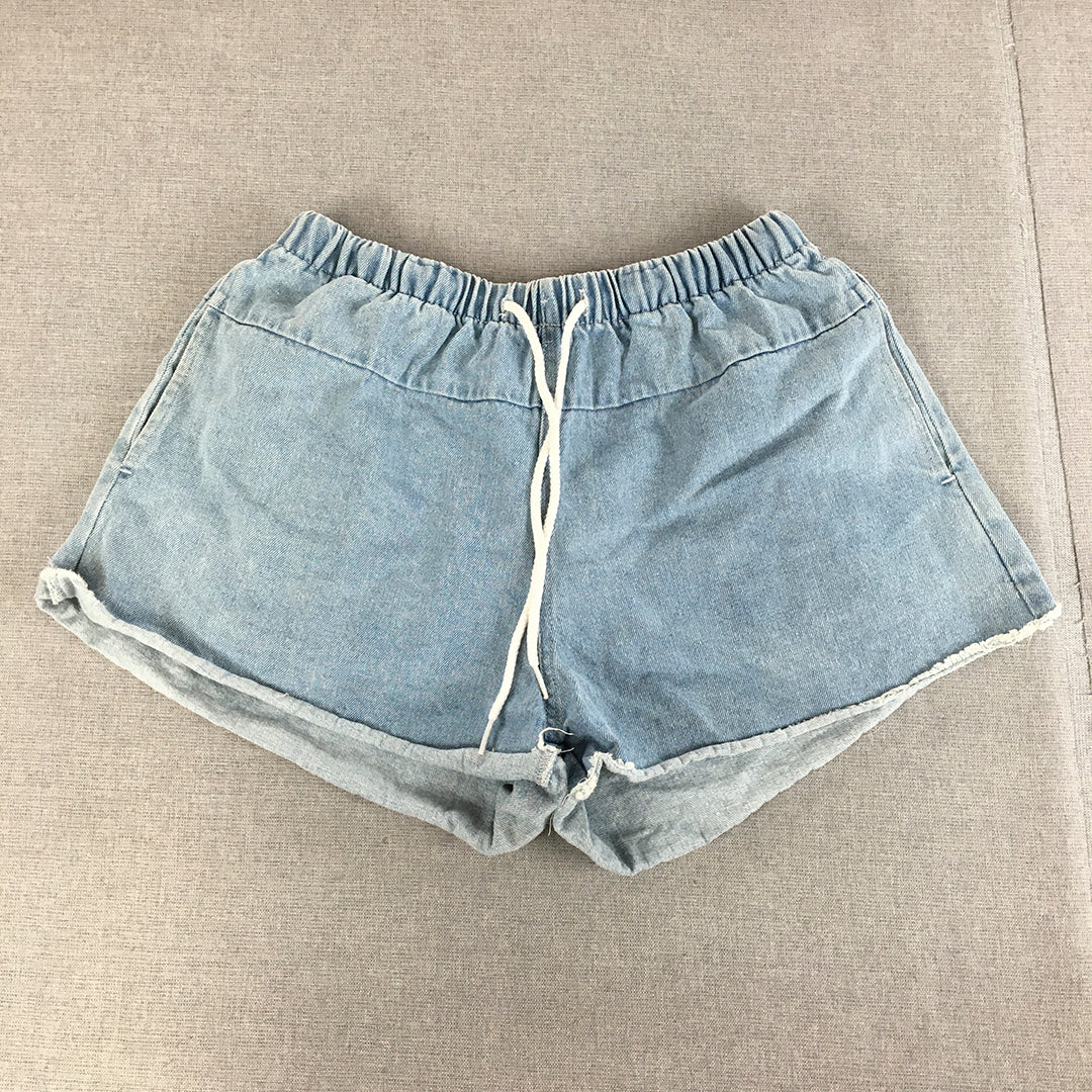 Nude Lucy Womens Denim Shorts Size XS Blue Light Wash Drawstring