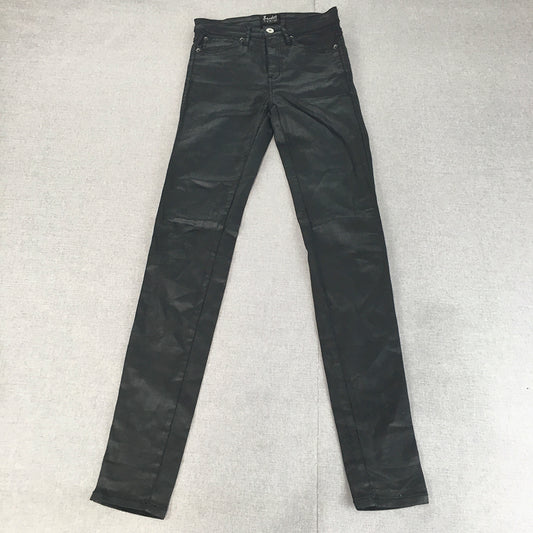 Bardot Womens Waxed Skinny Jeans Size 26 Black Stretch Denim