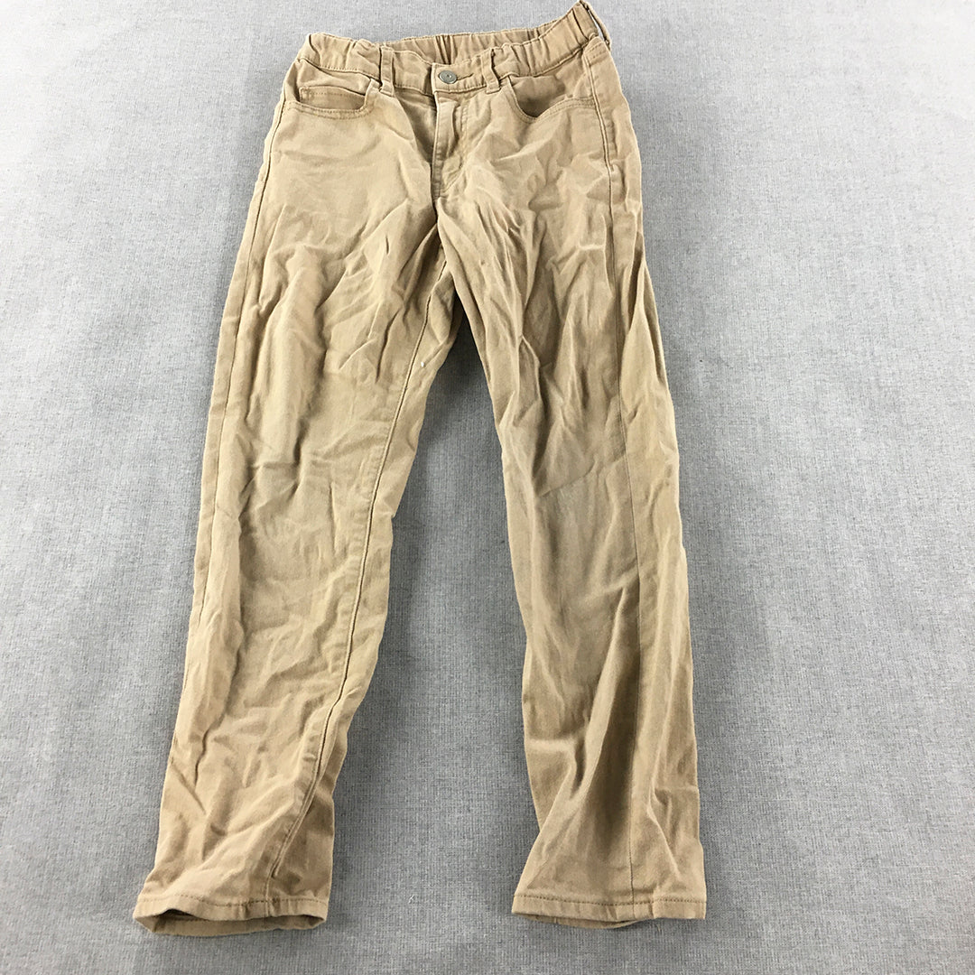 Uniqlo Kids Boys Chino Pants Size 7 - 8 Years Brown Elastic Waist