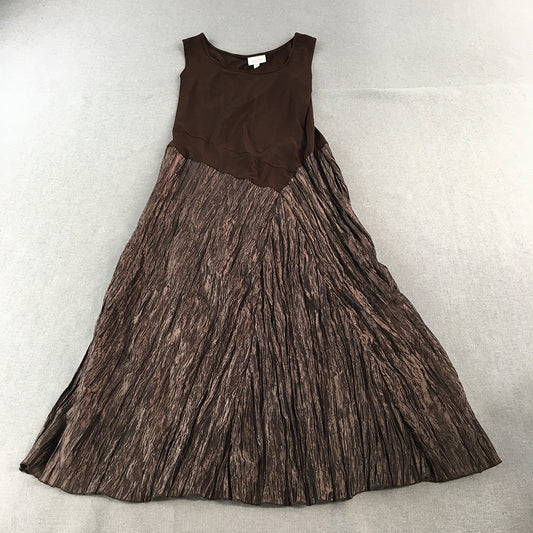 Philosphy Womens Dress Size 12 Brown Pleated Fit & Flare Knee Length