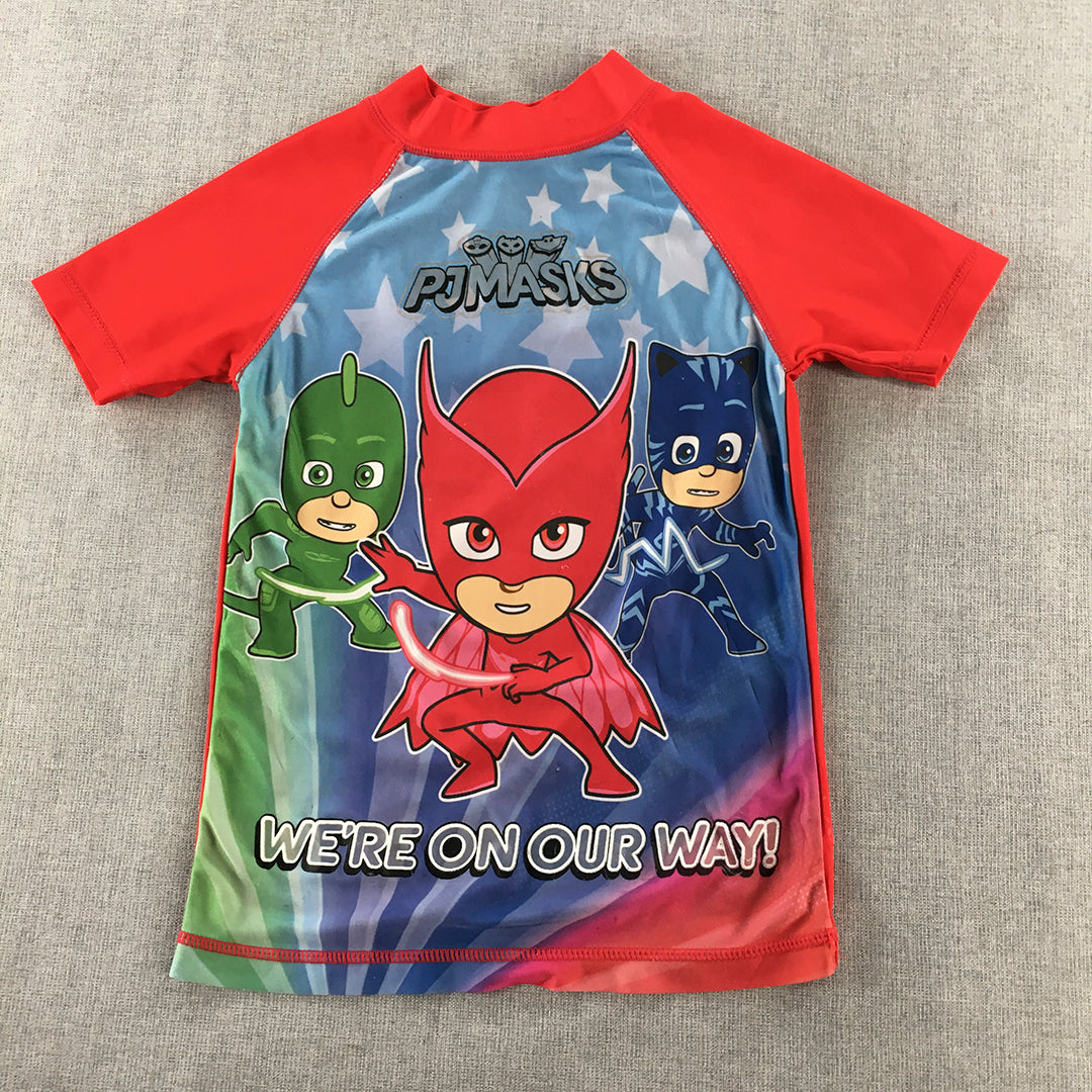 PJ Masks Kids Boys Rash Vest Size 3 - 4 Years Toddler Red Surf Swim Rashie