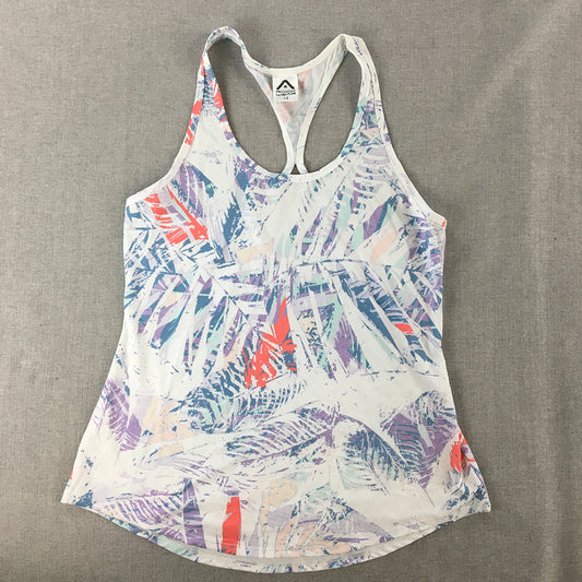 Rockwear Womens Tank Top Size 14 White Purple Floral Palm Sleeveless Shirt