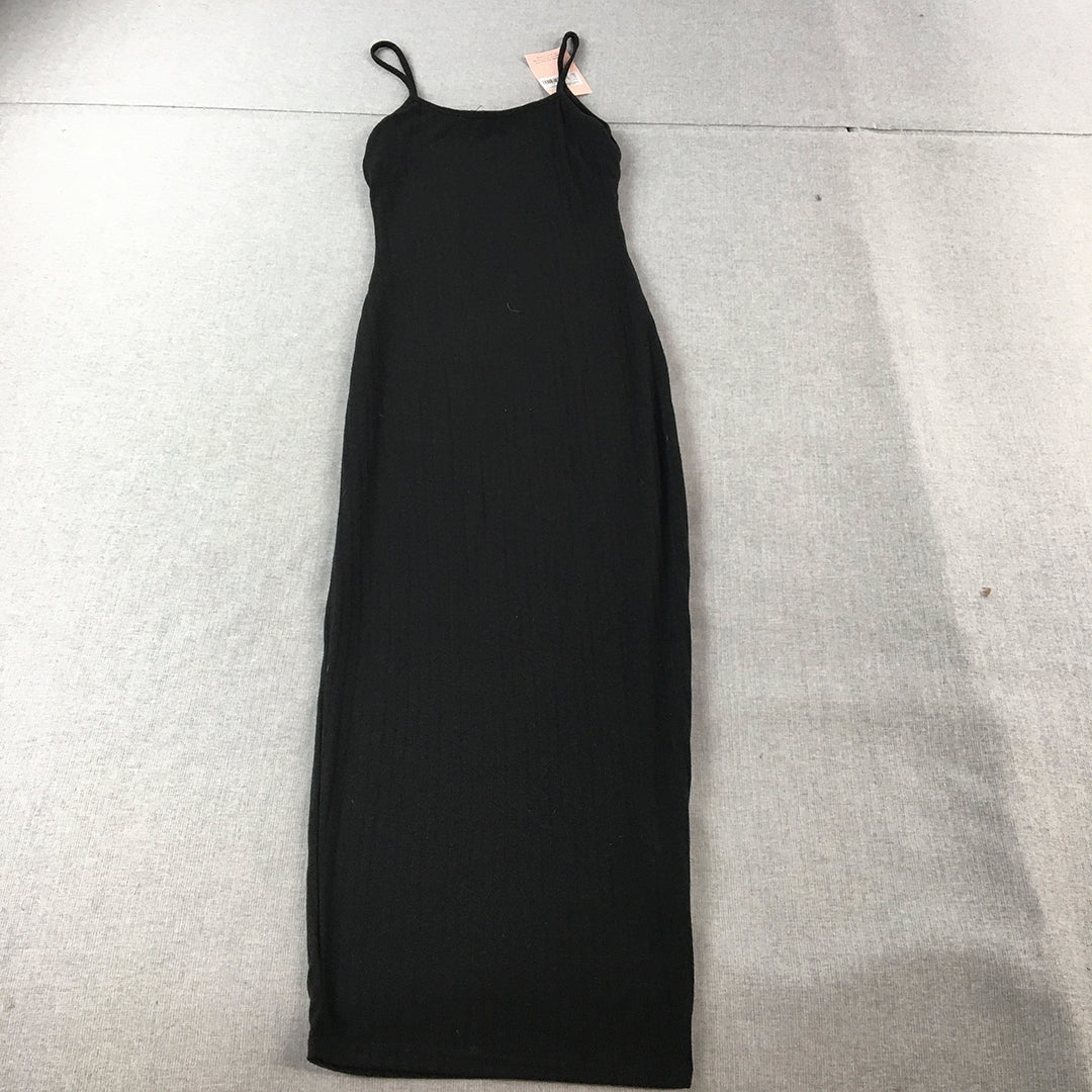 NEW Missguided Womens Bodycon Dress Size 8 Black Knit Sleeveless Midi