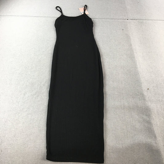 NEW Missguided Womens Bodycon Dress Size 8 Black Knit Sleeveless Midi