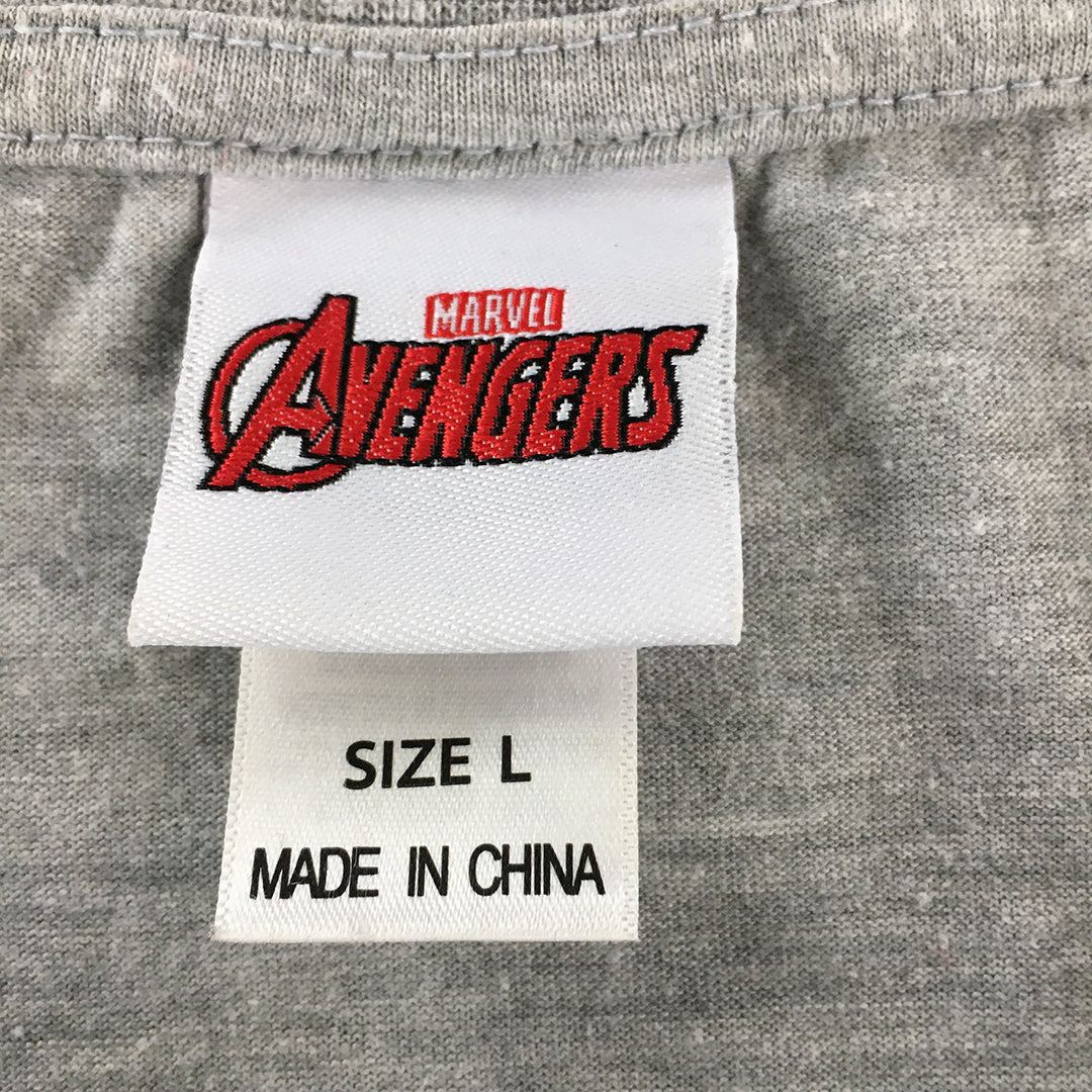 Marvel Avengers Mens T-Shirt Size L Grey Camo Logo Short Sleeve Tee