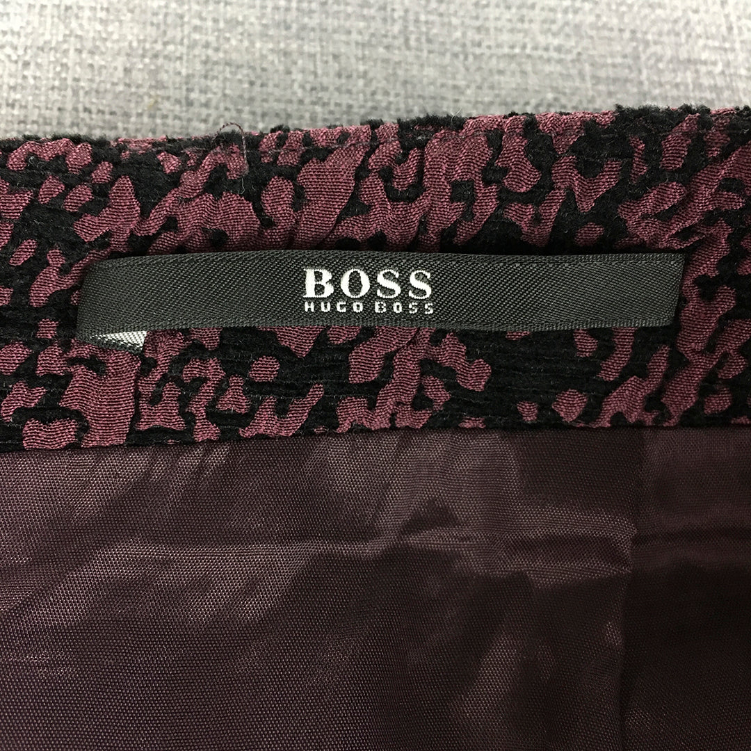 Hugo Boss Womens Vilori Skirt Size 8 Pink Black Straight Dot