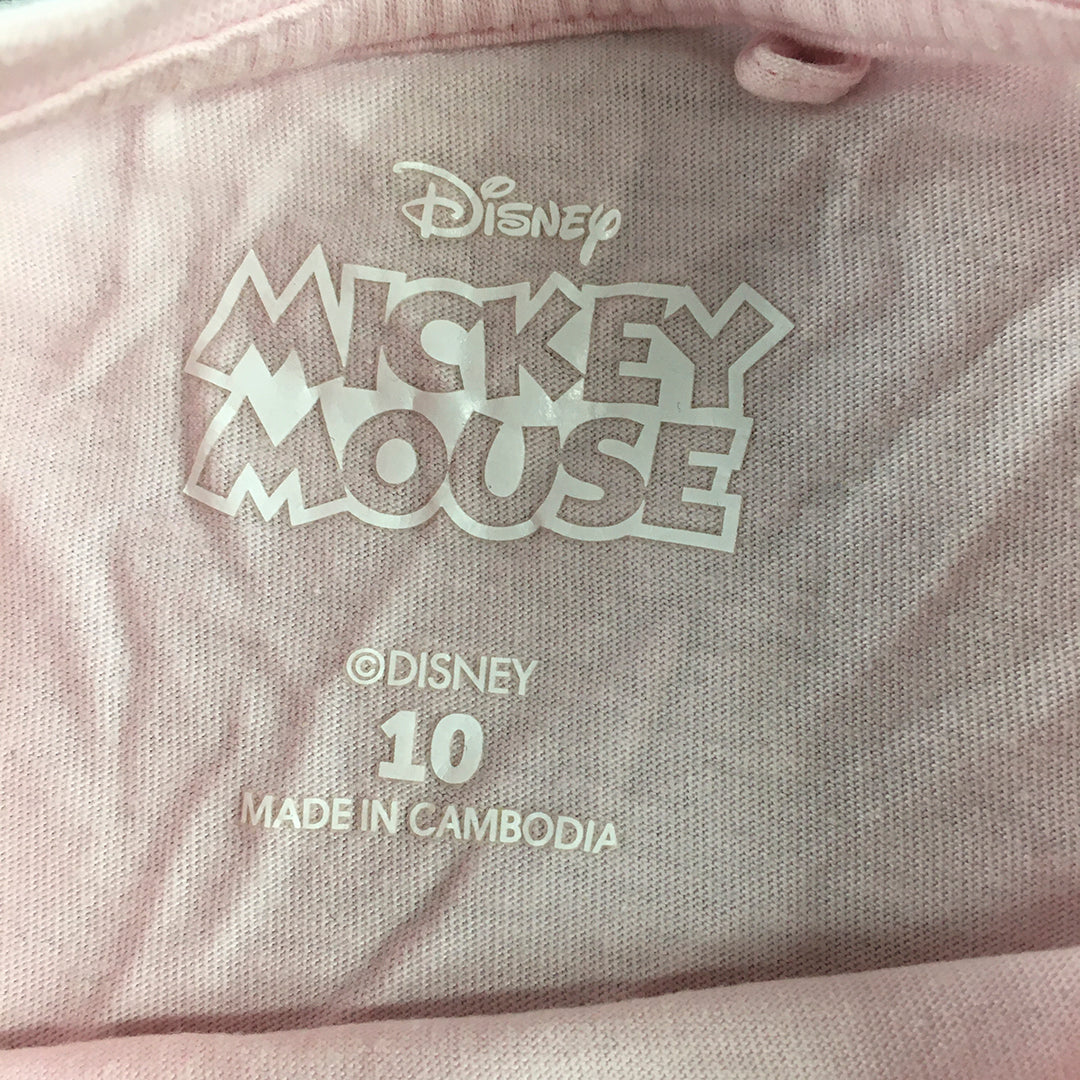 Disney Mickey Mouse Kids Girls Top Size 10 Pink Long Sleeve Pullover Shirt