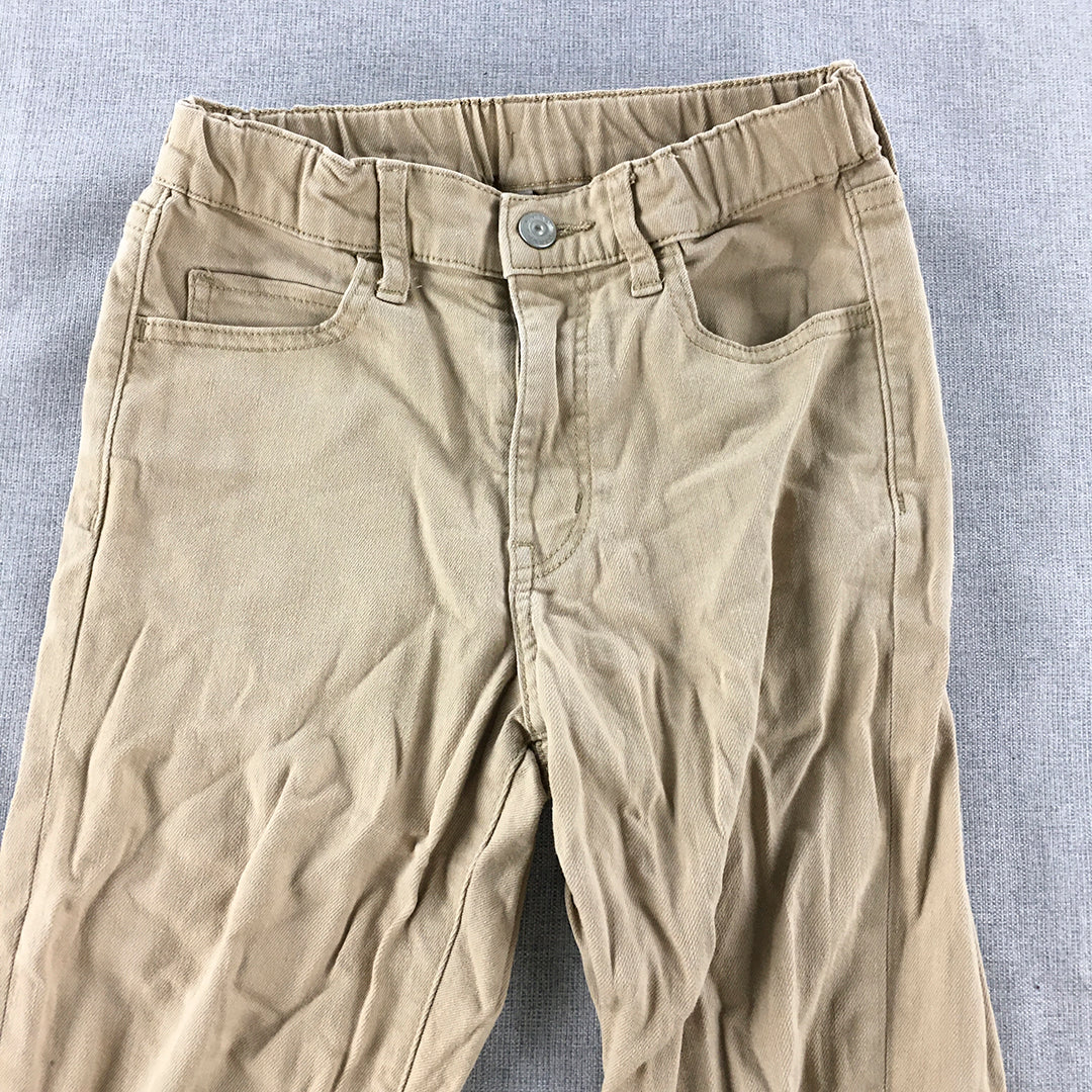 Uniqlo Kids Boys Chino Pants Size 7 - 8 Years Brown Elastic Waist