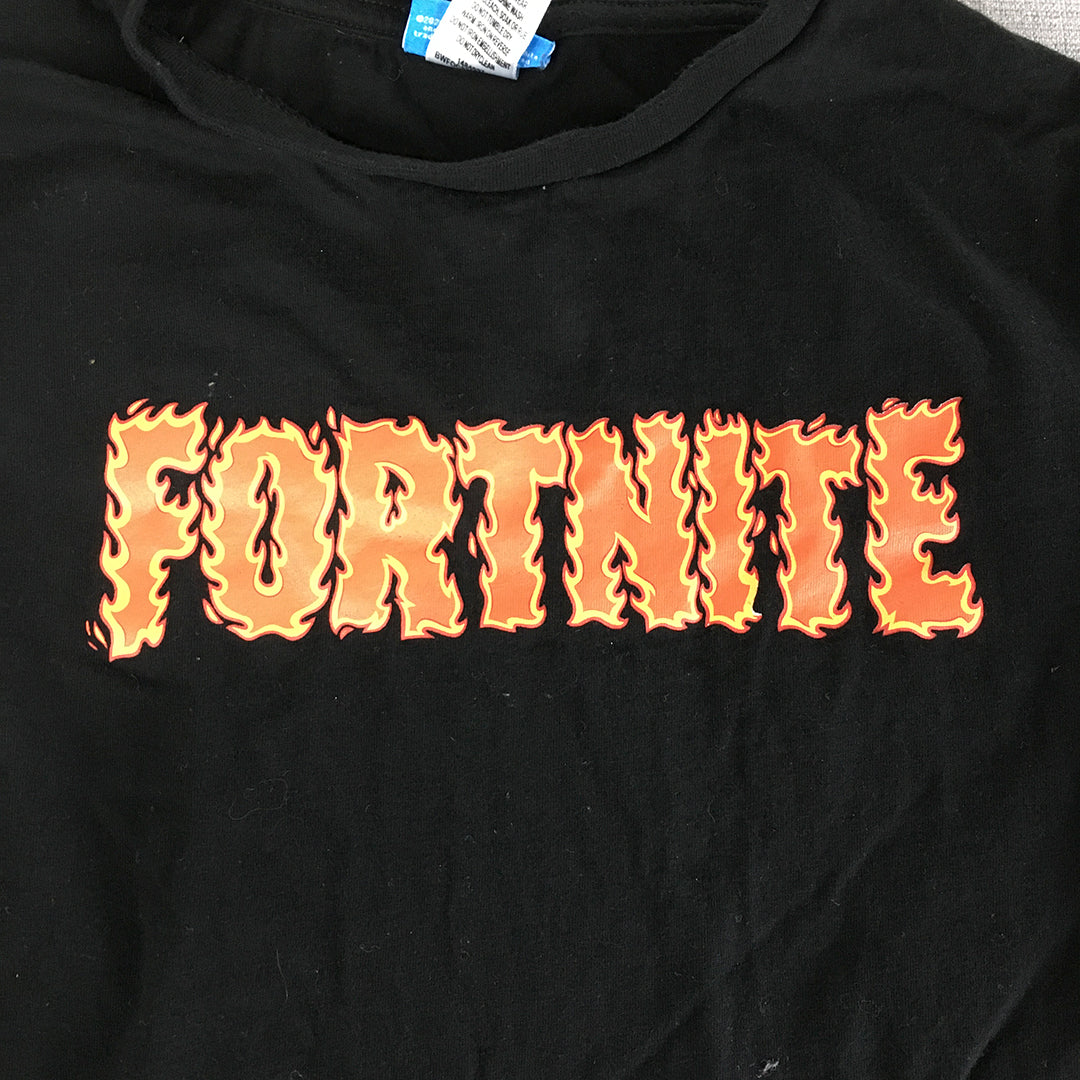 Fortnite Kids Boys T-Shirt Size 12 Black Logo Crew Neck Short Sleeve Top