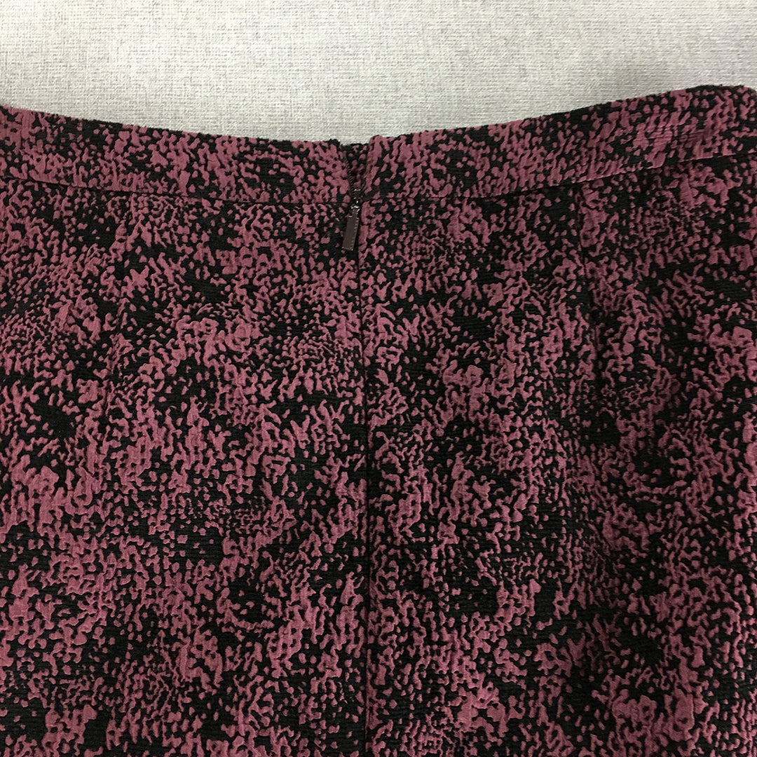 Hugo Boss Womens Vilori Skirt Size 8 Pink Black Straight Dot