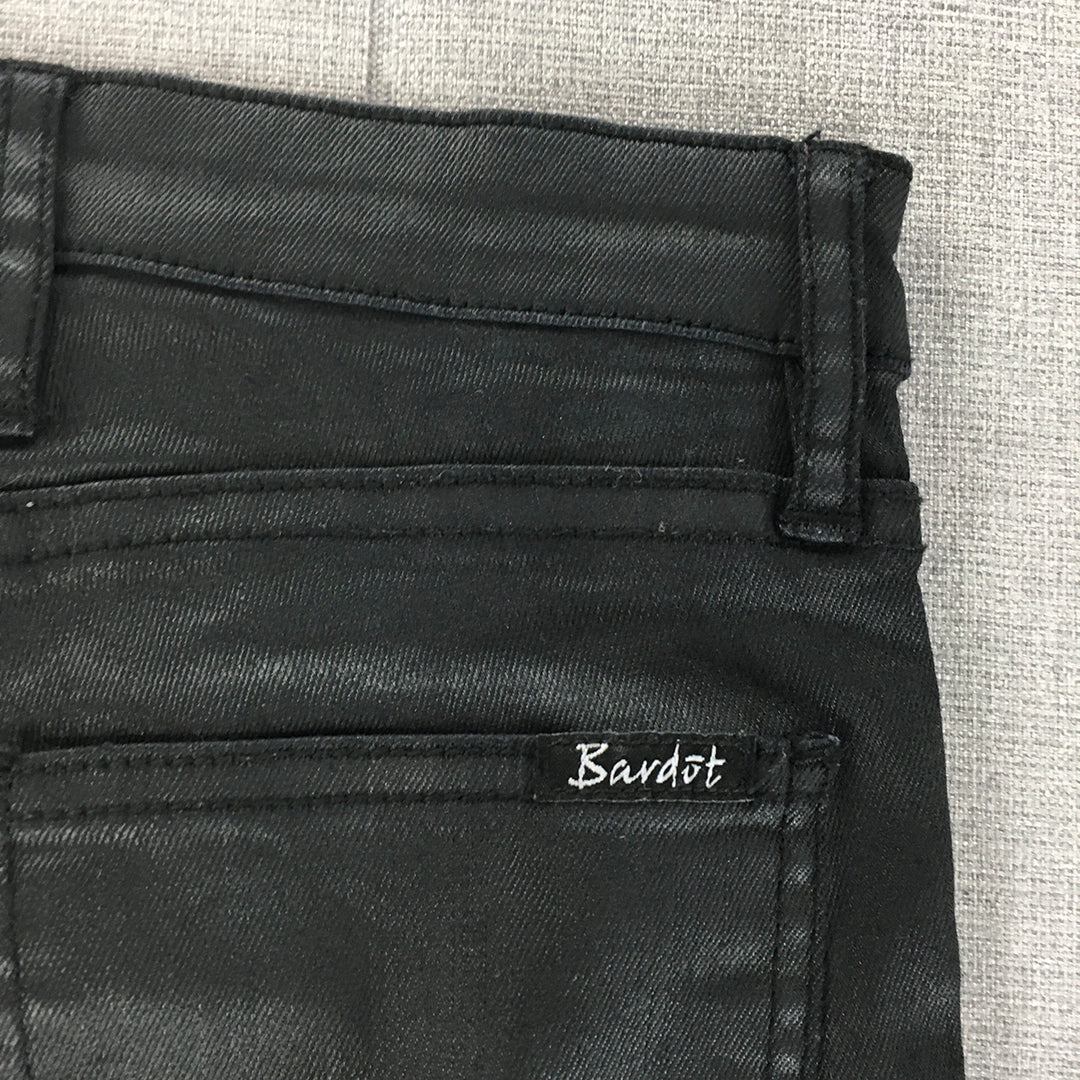 Bardot Womens Waxed Skinny Jeans Size 26 Black Stretch Denim