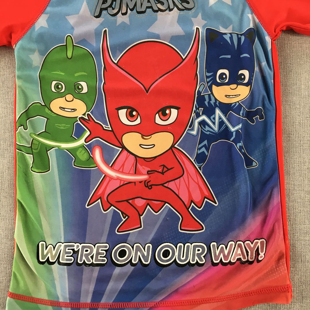 PJ Masks Kids Boys Rash Vest Size 3 - 4 Years Toddler Red Surf Swim Rashie