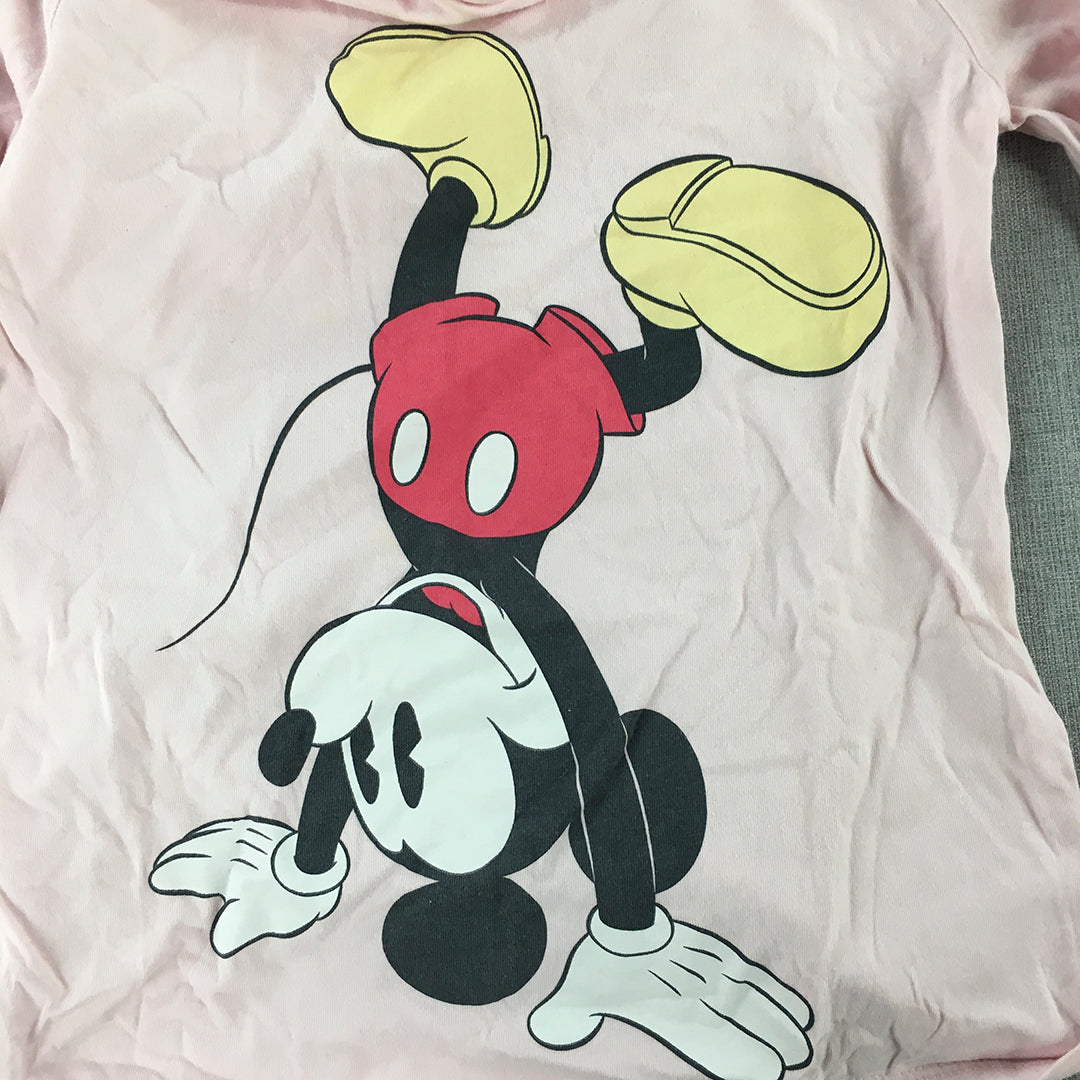 Disney Mickey Mouse Kids Girls Top Size 10 Pink Long Sleeve Pullover Shirt