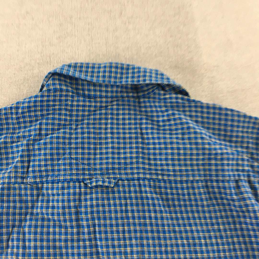 Zara Man Shirt Size XL Slim Fit Blue Checkered Long Sleeve Button-Up Collared