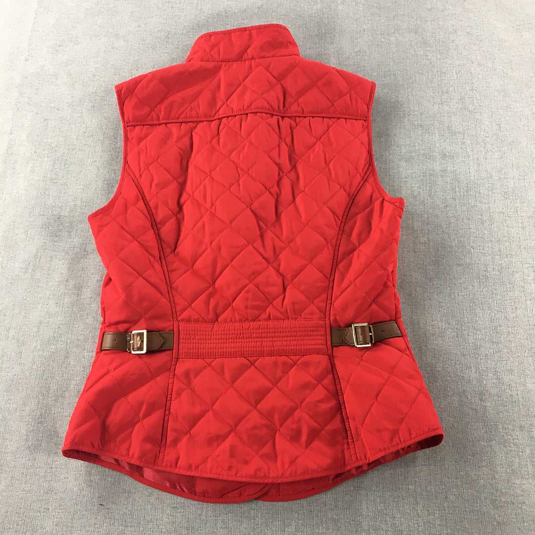 Zara Womens Quilted Vest Size XS Red Zip-Up Sleeveless Jacket Gilet