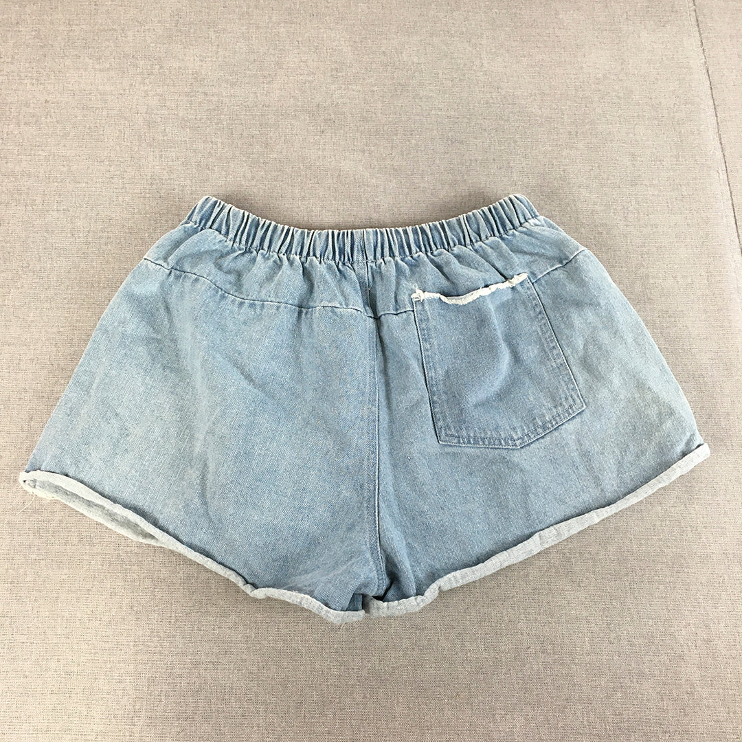 Nude Lucy Womens Denim Shorts Size XS Blue Light Wash Drawstring