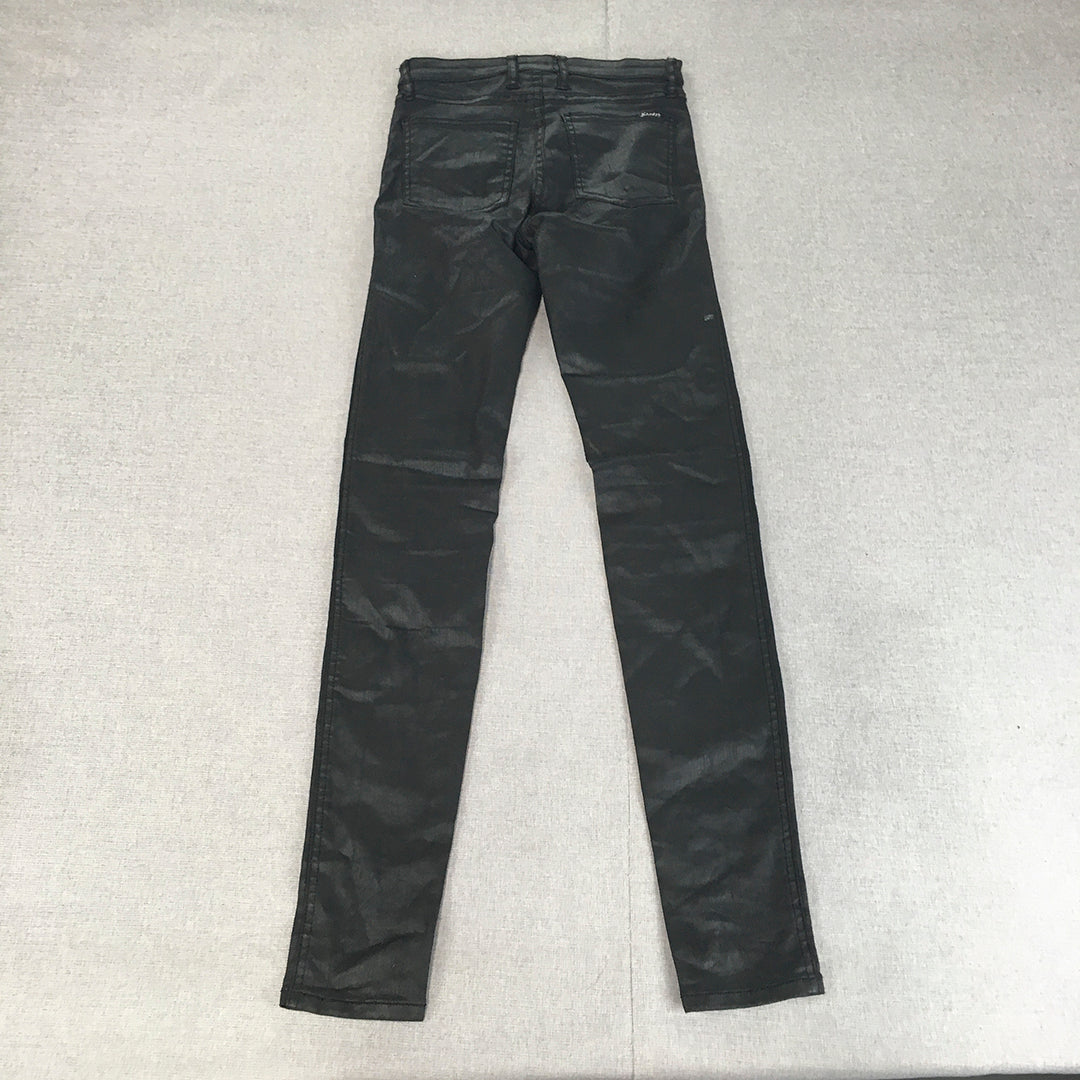 Bardot Womens Waxed Skinny Jeans Size 26 Black Stretch Denim