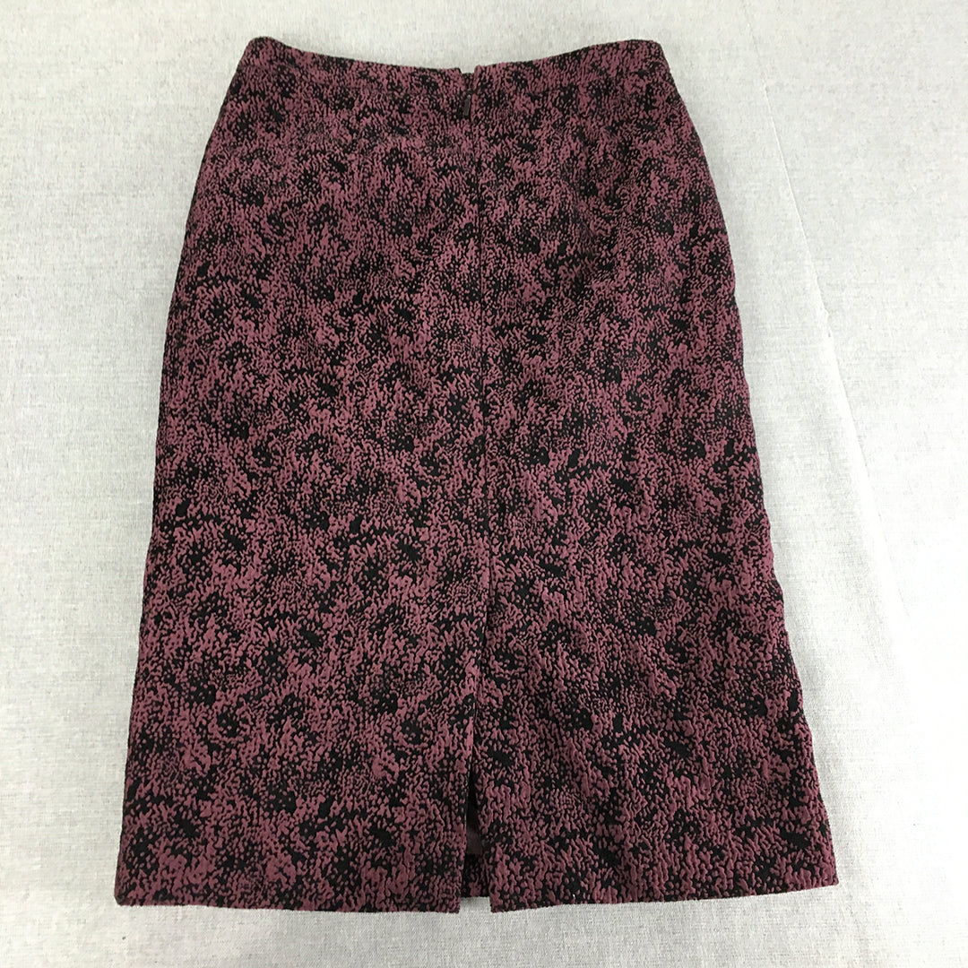 Hugo Boss Womens Vilori Skirt Size 8 Pink Black Straight Dot