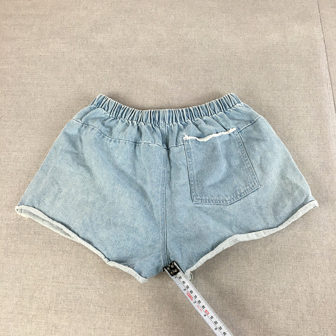 Nude Lucy Womens Denim Shorts Size XS Blue Light Wash Drawstring