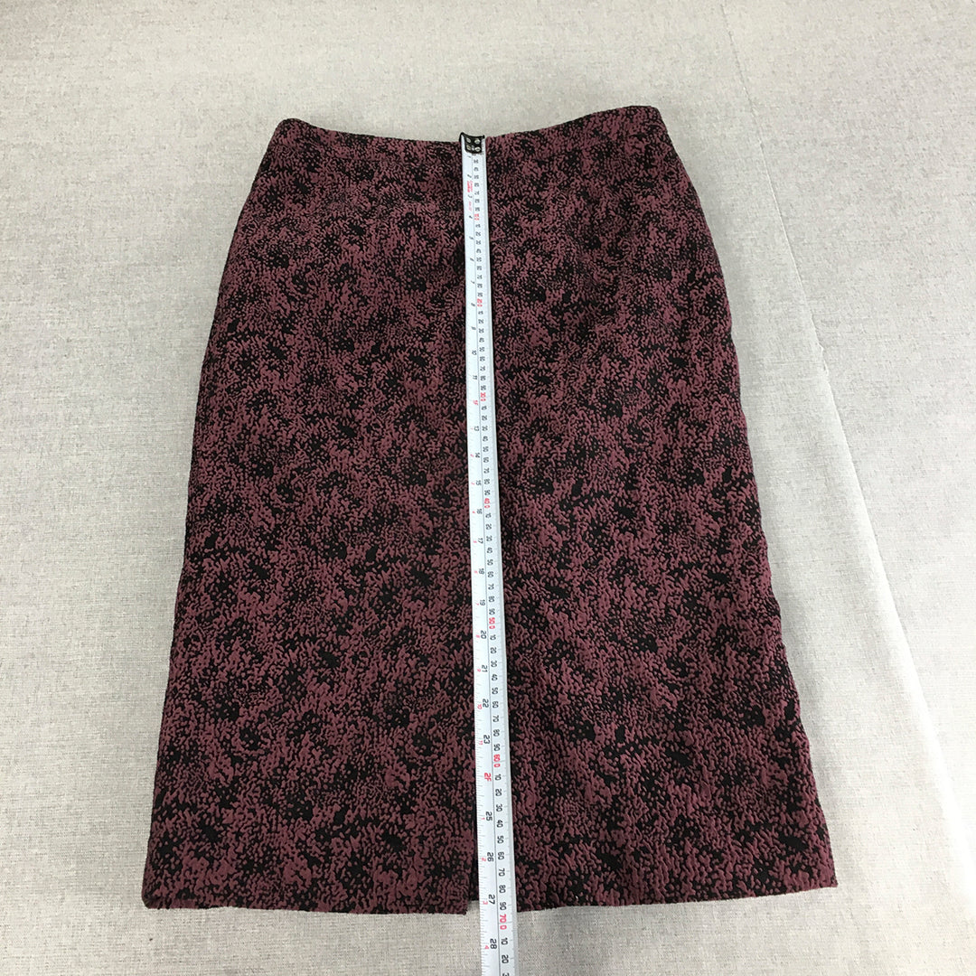 Hugo Boss Womens Vilori Skirt Size 8 Pink Black Straight Dot