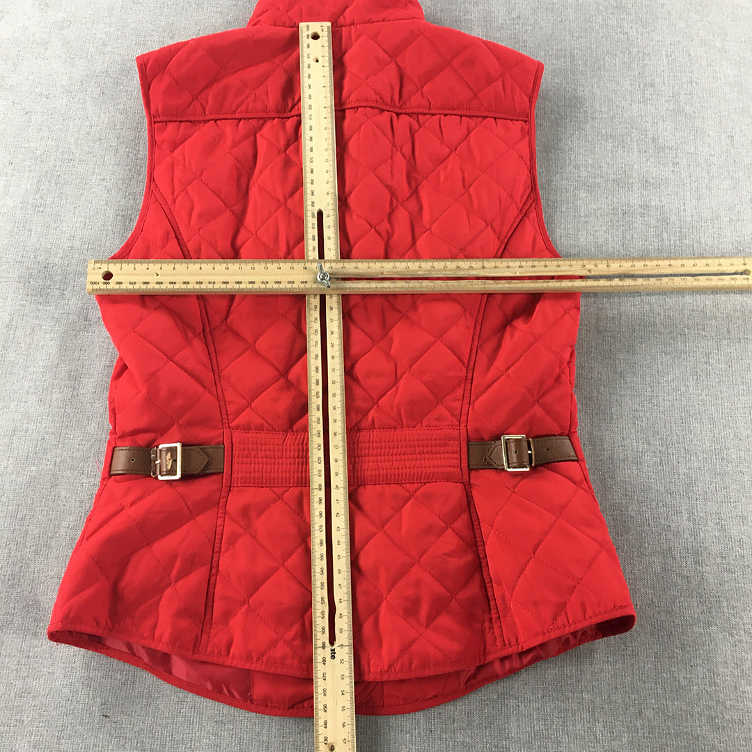 Zara Womens Quilted Vest Size XS Red Zip-Up Sleeveless Jacket Gilet