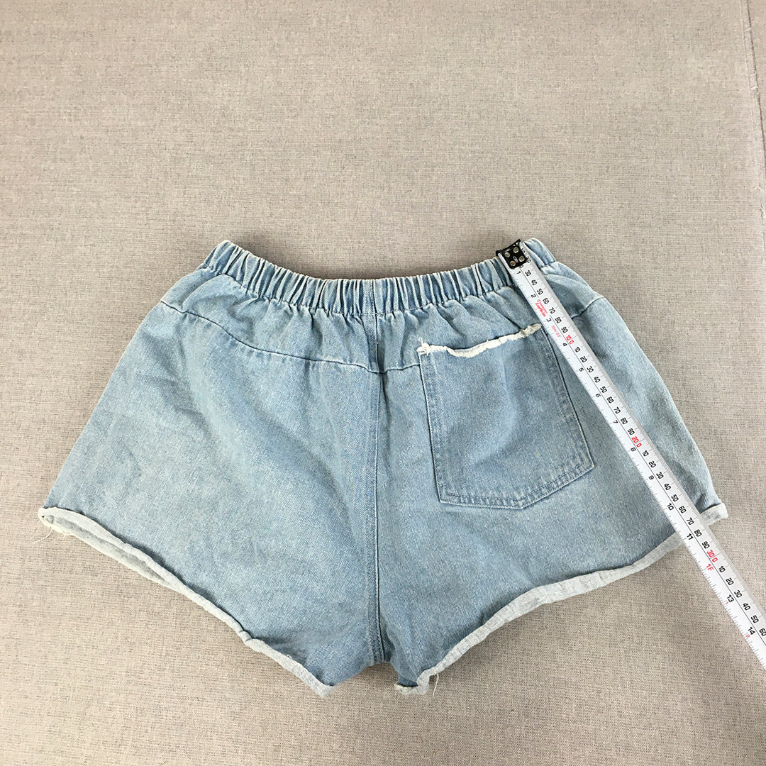 Nude Lucy Womens Denim Shorts Size XS Blue Light Wash Drawstring