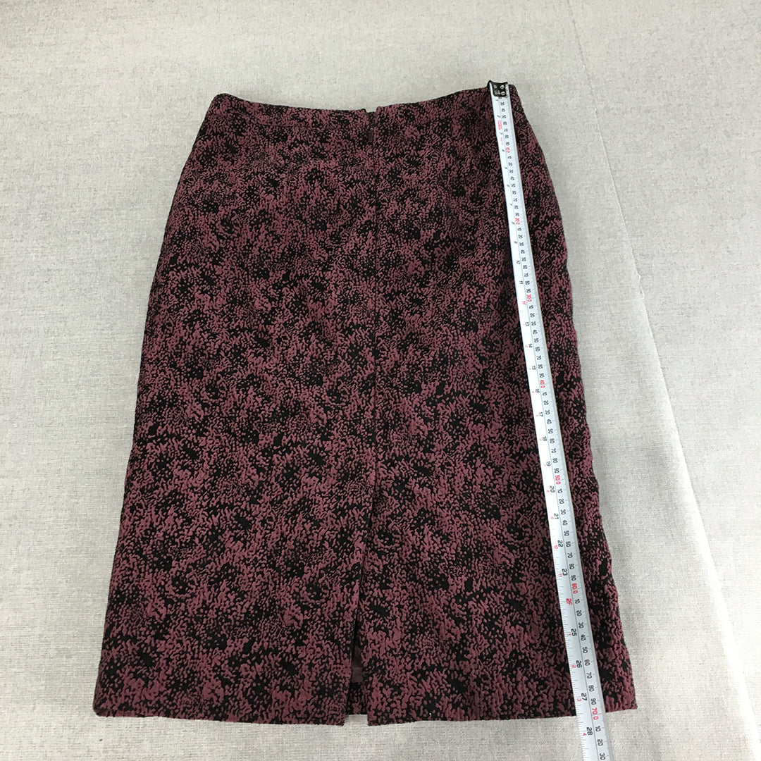 Hugo Boss Womens Vilori Skirt Size 8 Pink Black Straight Dot