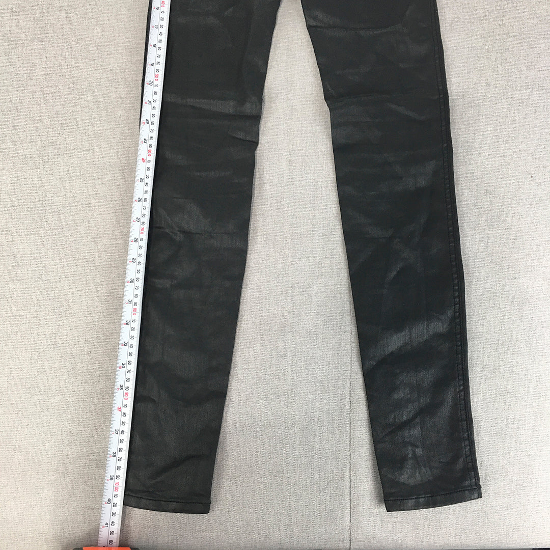 Bardot Womens Waxed Skinny Jeans Size 26 Black Stretch Denim