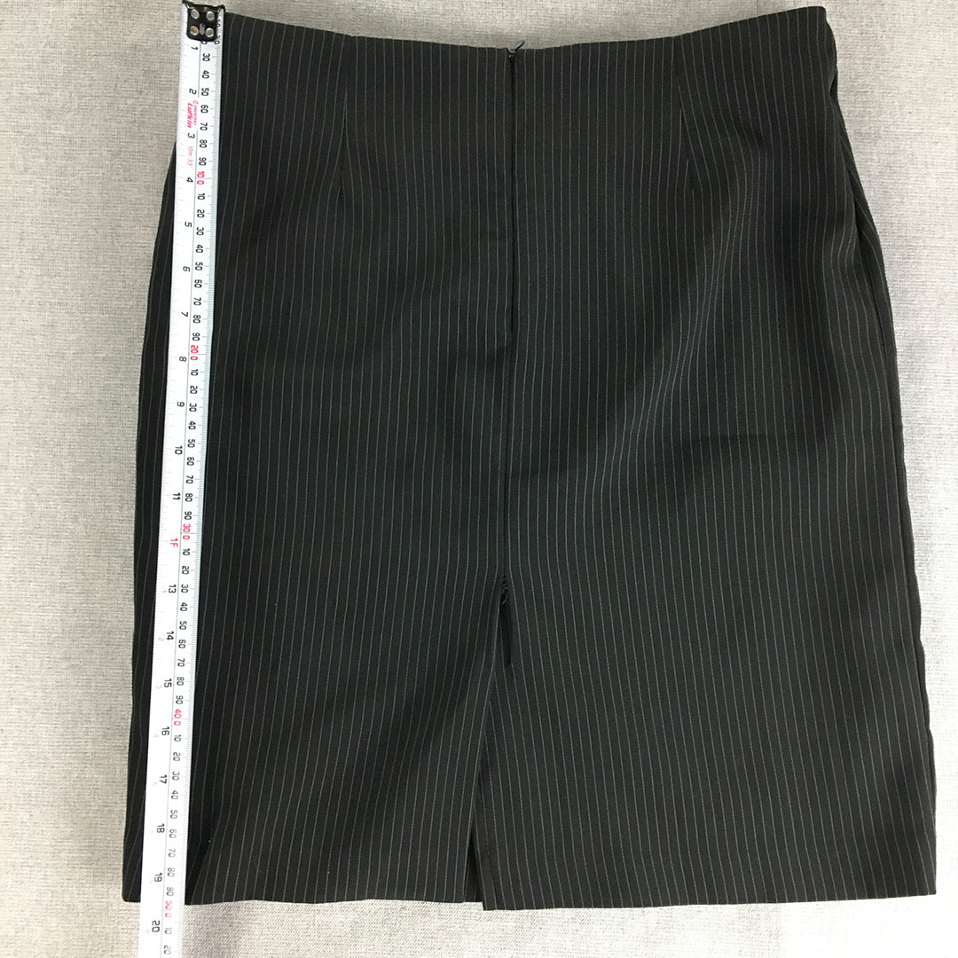 Dash Dash Womens Skirt Size 8 Black Striped Straight Back Zip Slit