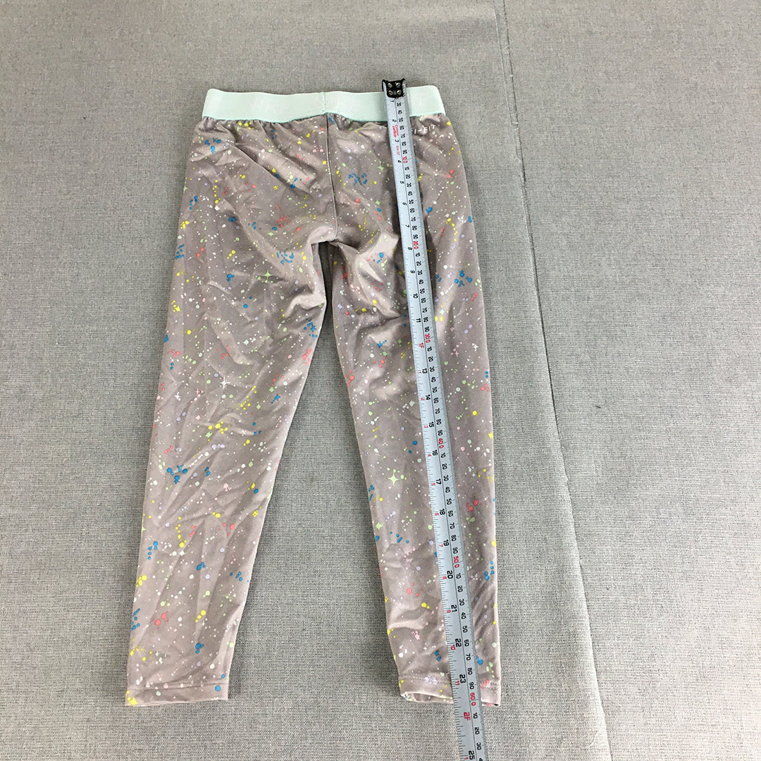 Nike Kids Girls Leggings Size 5 - 6 Years Pink Dot Logo Stretch Fabric Pants