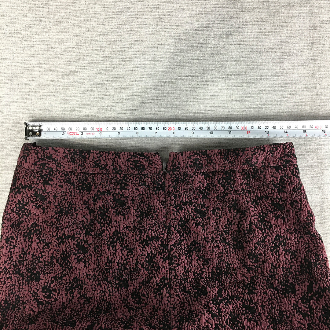 Hugo Boss Womens Vilori Skirt Size 8 Pink Black Straight Dot