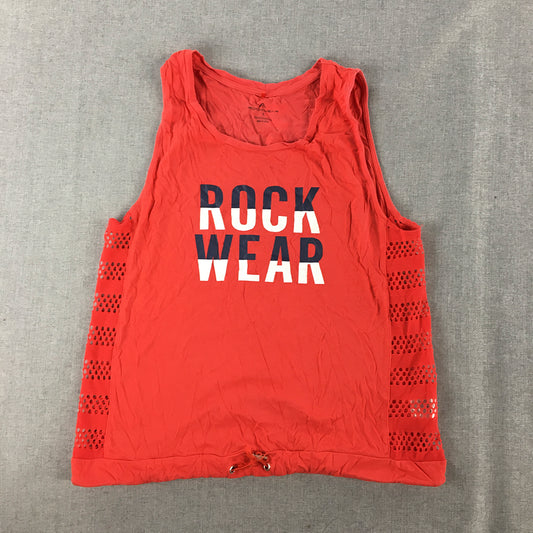 Rockwear Womens Tank Top Size 8 Red Logo Sleeveless Singlet Shirt