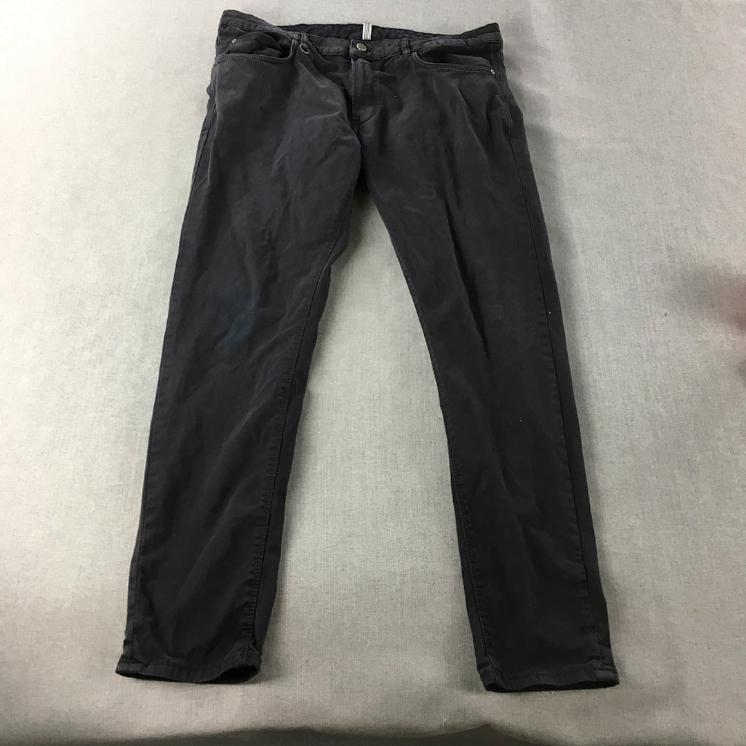 Zara Mens Chino Pants Size 34 (W34 x L31) Navy Blue Pockets