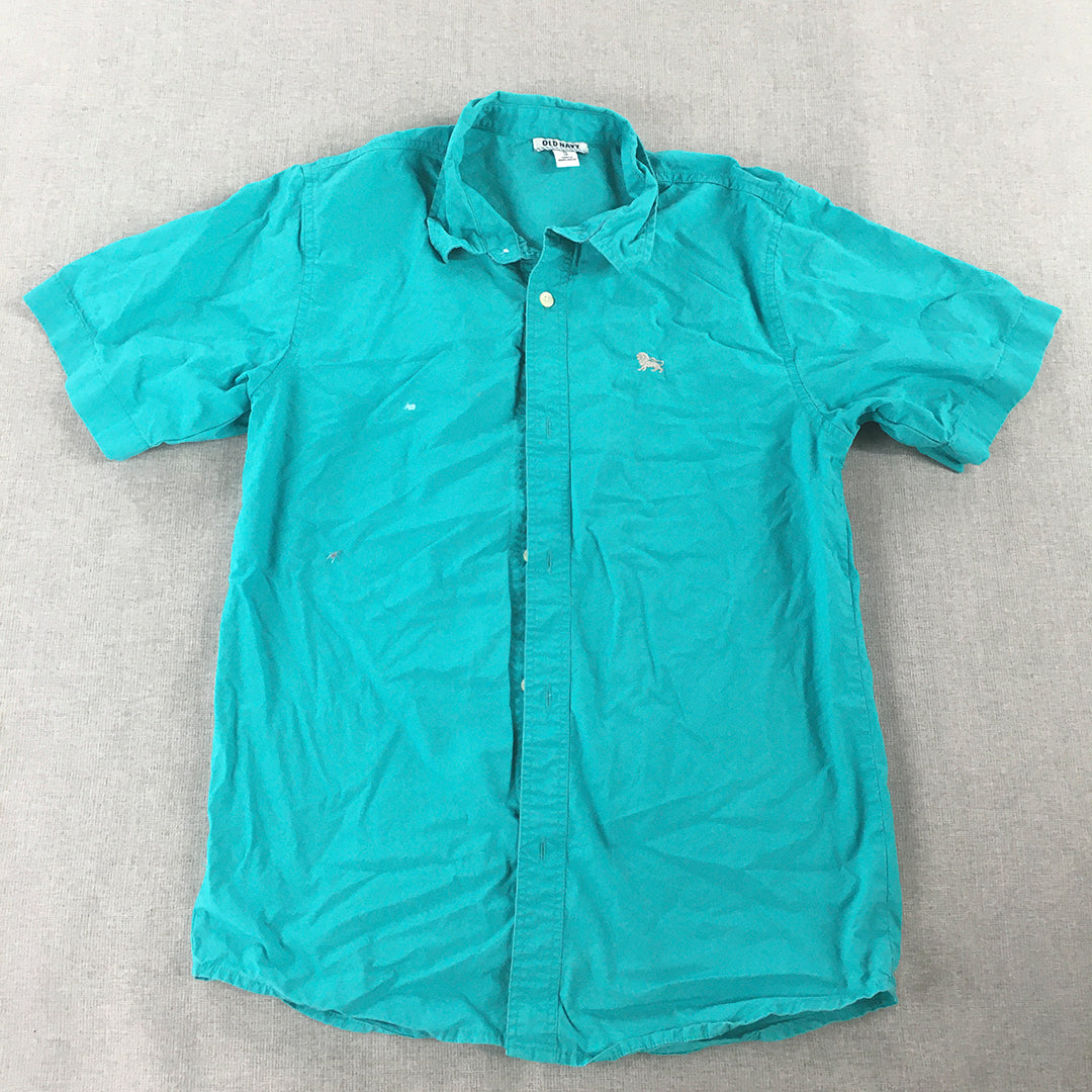 Old Navy Womens Shirt Size XL Blue Short Sleeve Button-Up Collared