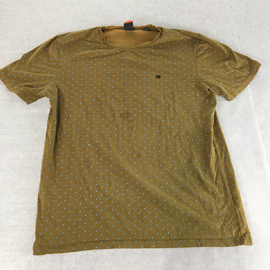 Scotch & Soda Mens T-Shirt Size L Brown Dot Short Sleeve Logo Crew Neck Tee