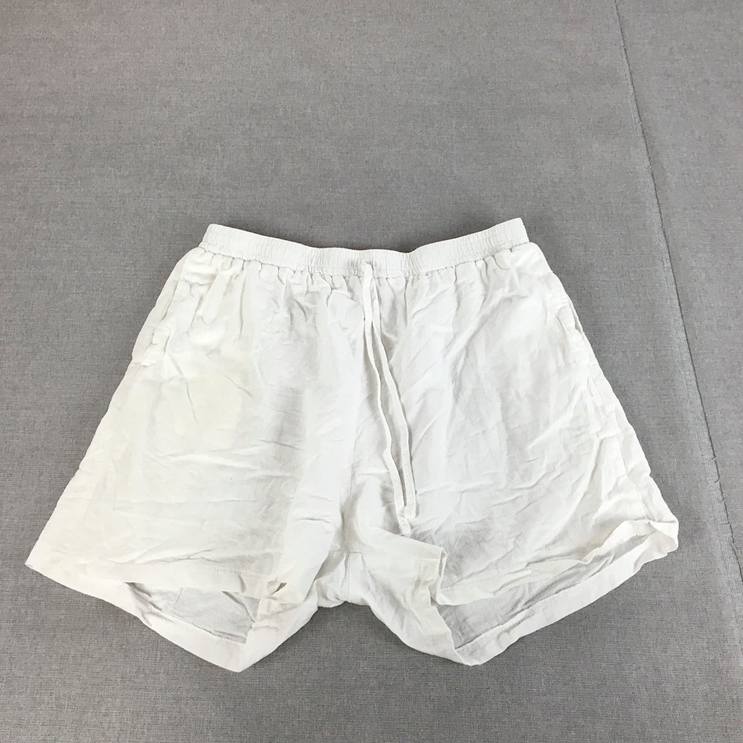 Valleygirl Womens Shorts Size 12 White Elastic Waist Drawstring