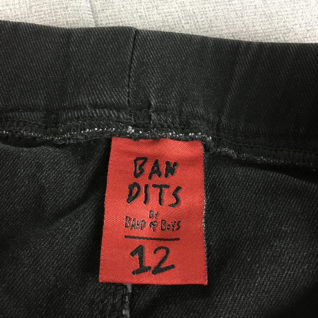 Bandits By Band Of Boys Kids Skinny Jeans Size 12 Black Stretch Denim